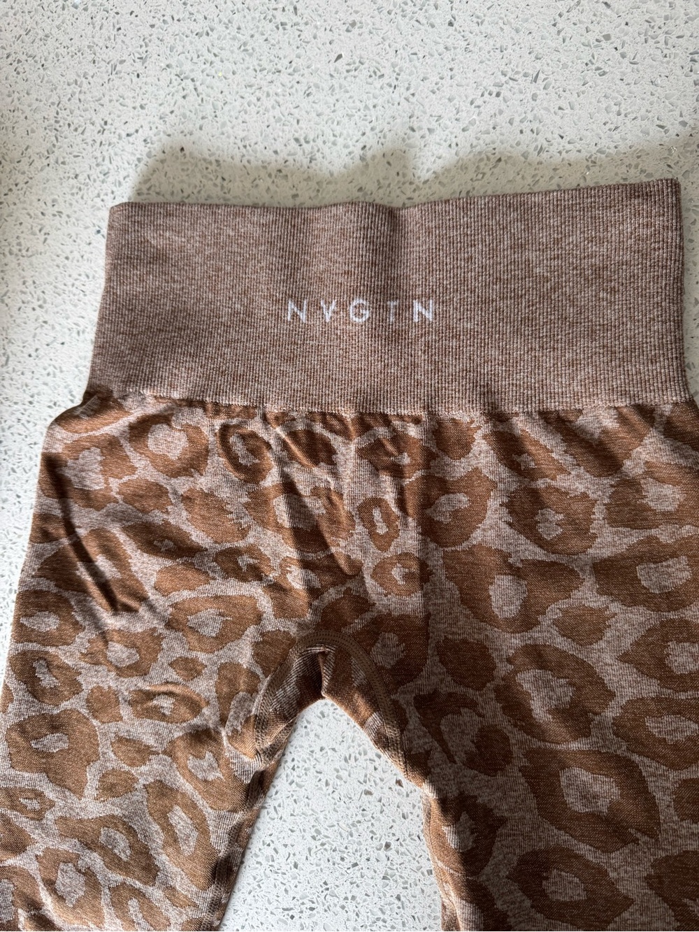 NVGTN Brown Leopard Print Knit Leggings - Picture 2 of 3